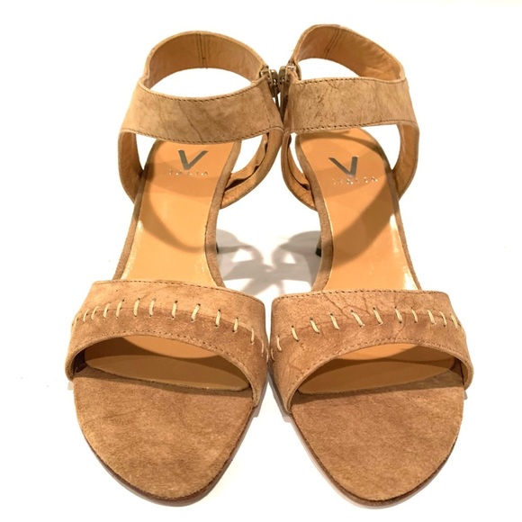 V Italia Tan Suede Western Heels with ornate Heel - Picture 2 of 12